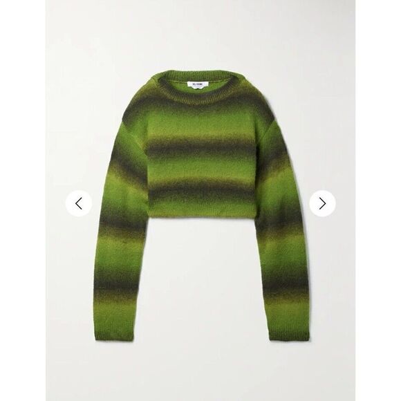 Re/Done Cropped Striped Knit Sweater Ombre Space Dye Wool Alpaca Sz S $395 NWT - Picture 2 of 10
